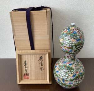 葉山有樹の鹿鳴図瓢型瓶の作品写真
